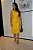 Vestido Linho 100%  Encerado Amarelo Vestido Reto com Gola U Profunda - Imagem 6