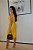 Vestido Linho 100%  Encerado Amarelo Vestido Reto com Gola U Profunda - Imagem 7