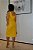 Vestido Linho 100%  Encerado Amarelo Vestido Reto com Gola U Profunda - Imagem 8