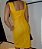Vestido Linho 100%  Encerado Amarelo Vestido Reto com Gola U Profunda - Imagem 9