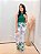 Calça Alfaiataria Luzy Estampa Folhas Verdes Pantalona com Bolsos Verdugos Atrás e Elástico Estampa Exclusiva - Imagem 5