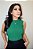 Blusa Crepe Verde Cavada com Nervuras Largas na Frente - Imagem 1