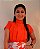 Blusa Crepe Laranja Avermelhada com Nervuras Largas - Imagem 1