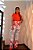 Blusa Crepe Laranja Avermelhada com Nervuras Largas - Imagem 2