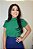 Blusa Crepe Verde com Nervuras Largas - Imagem 1
