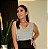 Blusa Crepe Nobre Cinza Cavada com Decote em V com Nervuras Largas Frontais Cropped Madame - Imagem 4