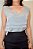 Blusa Crepe Nobre Cinza Cavada com Decote em V com Nervuras Largas Frontais Cropped Madame - Imagem 3