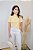 Blusa Tricoline Amarela Manteiga Cem por Cento Algodão Cropped com Mangas Curtas - Imagem 1