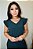 Blusa Alfaiataria Parisi II Verde Petróleo Cropped com Decote em V e Recortes Atrás - Imagem 1