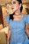 Vestido Linho Azul com Babados e Decote em U - Imagem 2