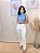 Blusa Fluity Kobe Azul Céu Cropped Cavada Gola com Vies Entrelaçados no Colo - Imagem 2