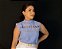 Blusa Fluity Kobe Azul Céu Cropped Cavada Gola com Vies Entrelaçados no Colo - Imagem 1