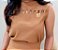 Blusa Fluity Kobe Cappuccino Cropped Cavada Gola com Vies Entrelaçados no Colo - Imagem 5