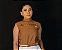 Blusa Fluity Kobe Cappuccino Cropped Cavada Gola com Vies Entrelaçados no Colo - Imagem 1