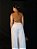 Blusa Fluity Kobe Cappuccino Cropped Cavada Gola com Vies Entrelaçados no Colo - Imagem 5