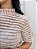Blusa Tule Tweet Trabalhado Rosê Manga Curta e Recorte Oval na Barra - Imagem 5
