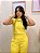 Blusa Crepe Amarelo Banana Cropped Cavada Gola com Vies Entrelaçados no Colo - Imagem 9