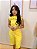 Blusa Crepe Amarelo Banana Cropped Cavada Gola com Vies Entrelaçados no Colo - Imagem 10