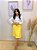 Saia Crepe Amarelo Banana Midi Cintura Alta com Bolsos e Babados de Pregas - Imagem 2
