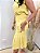 Saia Crepe Amarelo Banana Midi Cintura Alta com Bolsos e Babados de Pregas - Imagem 5
