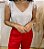 Blusa Chiffon Branca Animal Print Alças de Babados com Acabamentos Especiais - Imagem 4