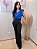 Blusa Crepe Azul-Royal Com Mangas Retas Diferenciadas e Corte Assimétrico na Frente e Nervuras - Imagem 7
