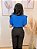 Blusa Crepe Azul-Royal Com Mangas Retas Diferenciadas e Corte Assimétrico na Frente e Nervuras - Imagem 10