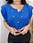 Blusa Crepe Azul-Royal Com Mangas Retas Diferenciadas e Corte Assimétrico na Frente e Nervuras - Imagem 4