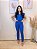 Blusa Crepe Azul-Royal Com Mangas Retas Diferenciadas e Corte Assimétrico na Frente e Nervuras - Imagem 2