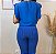 Blusa Crepe Azul-Royal Com Mangas Retas Diferenciadas e Corte Assimétrico na Frente e Nervuras - Imagem 3