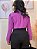 Camisa Crepe Violeta Mangas Longas Gola Alta com Finas Nervuras na Frente Colo Cintura e Mangas - Imagem 5