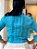 Camisa Crepe  Azul-Piscina Manga Longa estilo bata com Nervuras Finas nas Costas e Frente e Elástico nos Punhos - Imagem 4