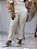 Calça Visco Trench Natural Reta com Elástico Grosso no Cós e Nervuras na Frente Quadril e Bolsos Traseiros - Imagem 1