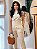 Calça Visco Trench Natural Reta com Elástico Grosso no Cós e Nervuras na Frente Quadril e Bolsos Traseiros - Imagem 5
