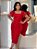 Vestido Alfaiataria e Shifon Bordado Vermelho Reto Ajustado com Mangas Comprimento Midi - Imagem 10