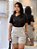Short Visco Trench Cinza Claro Com Bolsos Verdugos E Elástico Atrás - Imagem 4
