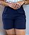 Short Visco Trench Azul Marinho  Com Bolsos Verdugos E Elástico Atrás - Imagem 8