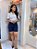 Short Visco Trench Azul Marinho  Com Bolsos Verdugos E Elástico Atrás - Imagem 10