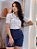 Short Visco Trench Azul Marinho  Com Bolsos Verdugos E Elástico Atrás - Imagem 9