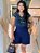 Short Visco Trench Azul Marinho  Com Bolsos Verdugos E Elástico Atrás - Imagem 2