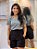 Short Visco Trench Preto Com Bolsos Verdugos E Elástico Atrás - Imagem 6