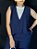 Blusa Visco Trench Azul Marinho Estilo Colete Ajustado Com Decote V E Botões Metalizado - Imagem 1