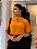 Blusa Viscocrepe  Laranja Com Mangas Média E Nervuras Largas No Colo - Imagem 1