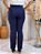 Calça Alfaiataria Azul Marinho  Reta Com Pala No Zíper Frontal, Bolsos Frente E Traseiro Com Nervuras - Imagem 4
