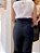 Calça Linho Preto Pantalona Com Bolsos Verdugos Assimétrico Frente, Bolsos Verdugos Atrás E Elástico Na Cintura - Imagem 4