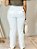 Calça Alfaiataria Mônaco Off White Reta Com Bolsos Verdugos Frente E Atrás, Elástico Na Cintura - Imagem 4