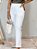 Calça Alfaiataria Mônaco Off White Reta Com Bolsos Verdugos Frente E Atrás, Elástico Na Cintura - Imagem 1