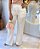 Calça Alfaiataria Mônaco Off White Pantalona Com Bolsos Verdugos Frente E Atrás, Elástico Na Cintura - Imagem 1