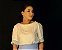 Blusa Viscose E Tweed Branco E Azul Pastel Gola Barca E Manga Média - Imagem 1