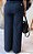 Calça Alfaiataria Two-Way Azul Marinho Pantalona Risca De Giz Azul Marinho Bolsos Frente, Bolsos Verdugos Traseiro - Imagem 4